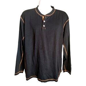 Venado Men's Flex Material Henley size XL Black Long Sleeve Shirt Pullover